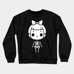 Cute Skeleton Girl With a Bow | Cute Happy Halloween for Girls | Kawaii Design Crewneck Sweatshirt